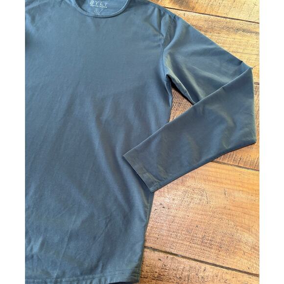 BYLT Mens Premium Basics Lux Drop Cut Long Sleeve Gray Shirt Size Medium - Picture 4 of 6